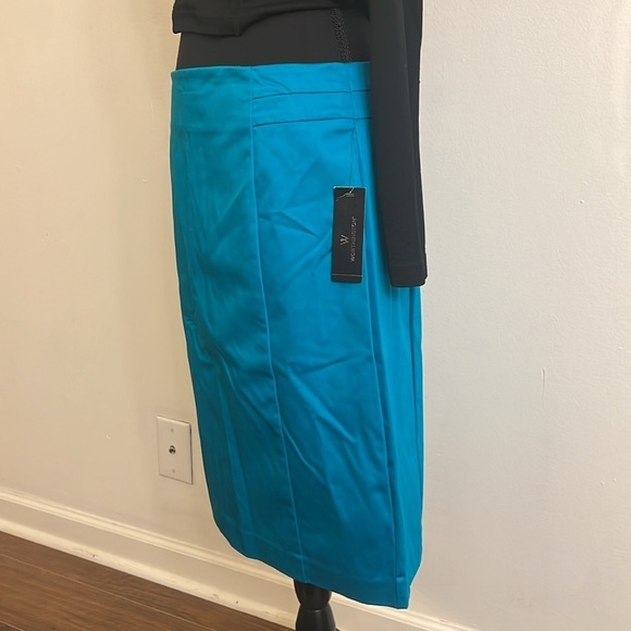 NWT Worthington Women's Gorgeous Teal Cotton, Nylon, Spandex Midi Skirt, Sz. 12. - Picture 4 of 10